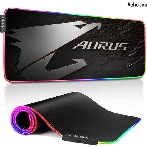 Aorus Pattern Mouse Pad XL Desk Pad Anime Cool Mouse Pad HD Print Computer Gamer Locking Edge Mouse Mat LED 7 Color 800x300 RGB