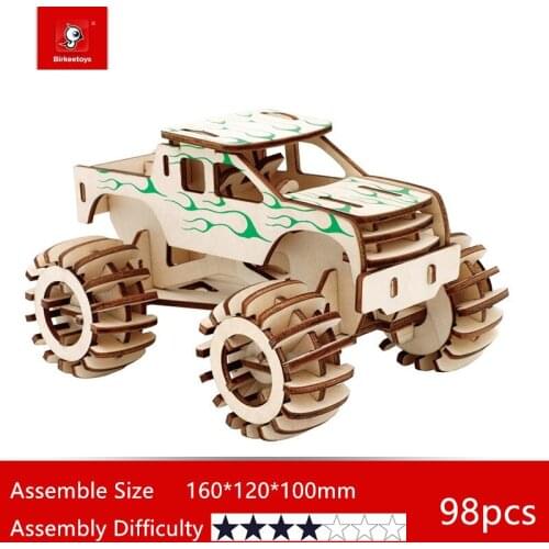 Creative 3D Wooden Model Building Kits Mechanical Car Excavator Bus DIY Assembly Kit Model For Hobby Collector Kids Teens Toys