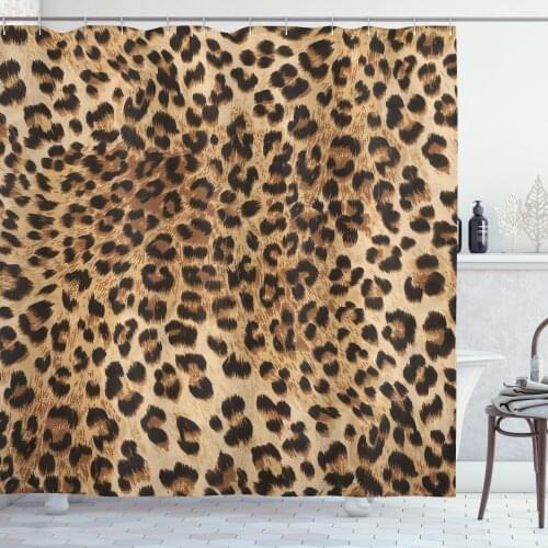 Leopard Shower Curtain Set Safari Wild Cat Animal Skin Print Curtain for Bathroom Decor 12 Hooks Decorative Bath Accessory