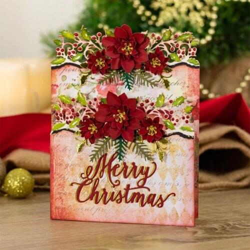 Merry Christmas Wishes Laced Frame Metal Cutting Dies for Scrapbooking Craft Die Cut Card Making Embossing Stencil Making Photo