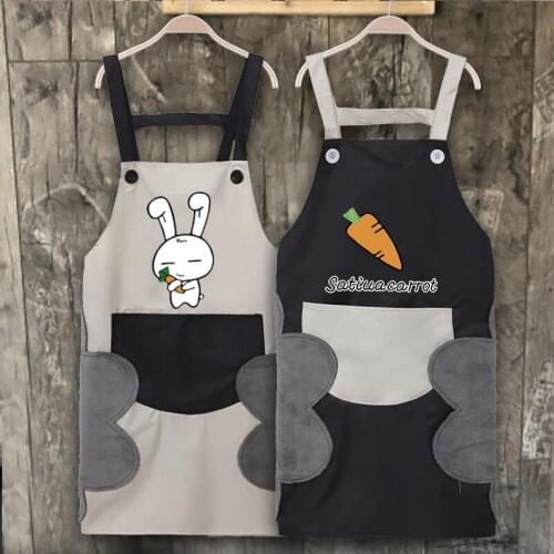 Cute Rabbit Carrot Chef Apron Kitchen Baking Accessories for Men Woman God Of Cooking Foodie Character Simple Waterproof Fashion