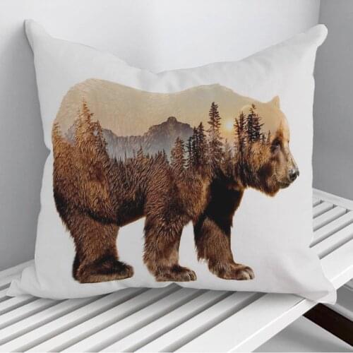 Bear in the Forest Throw Pillows Cushion Cover On Sofa Home Decor 45*45cm 40*40cm Gift Pillowcase Cojines Dropshipping