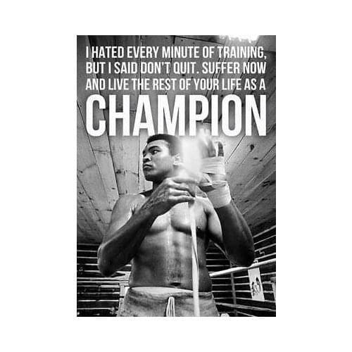 MUHAMMAD ALI CHAMPION Boxing MOTIVATIONAL Art Film Print Silk Poster Home Wall Decor 24x36inch