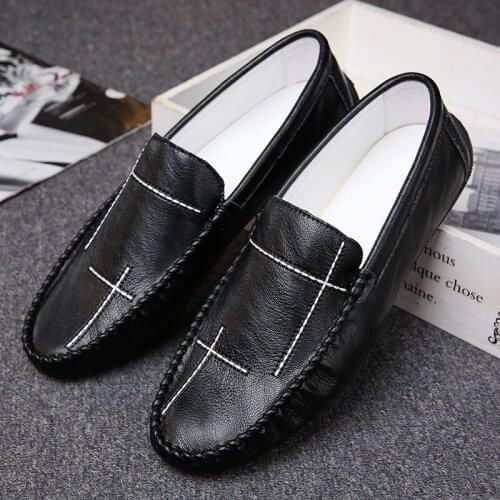 Zapatillas de deporte Mens Leather Loafer Black white Casual Leather Men Dress Shoes Slip On Wedding Party Formal Shoes sneakers