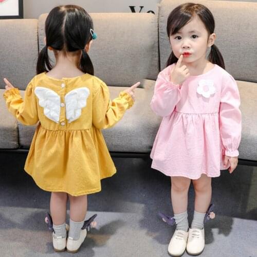Girl autumn and winter cotton dress Girl cute princess dress Girl cartoon fashion dress Girl long sleeve solid color dress