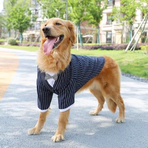 Large Dog Dress Big dog Striped Bow Tie Suit Golden Husky Clothes Dog Clothes