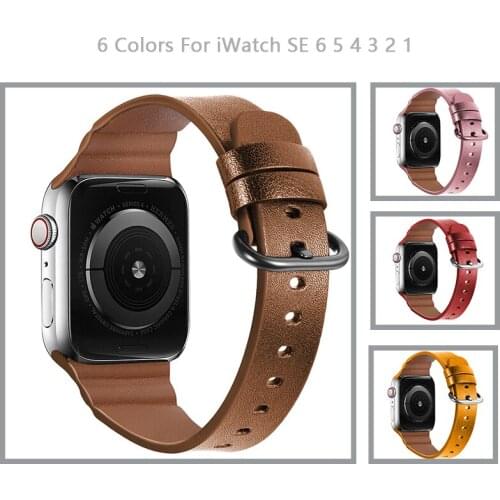Genuine Cow Leather Loop Strap for Apple Watch 6 SE 5 4 3 42MM 38MM 44MM 40MM Belt Band Bracelet for iWatch 6 5 4 3 Wristband