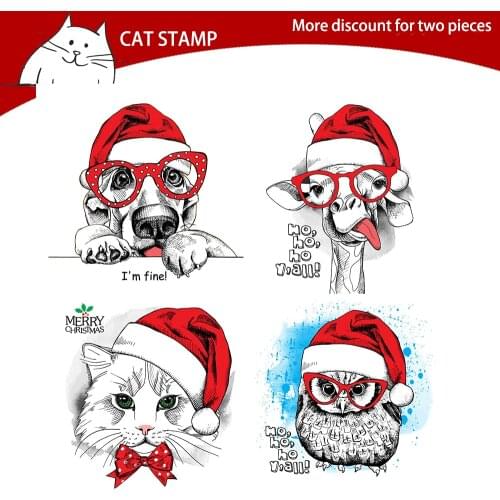 Christmas Lovely Dog Owl Cutting Dies Clear Stamps For Scrapbooking Card Making Photo Album Silicone Stamp DIY Decorative Crafts