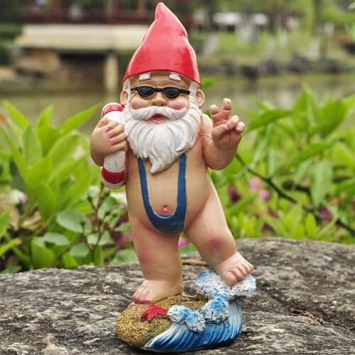 Resin Naughty Garden Gnome Christmas Dress Up Indoor or Outdoor Decorations Gnome Christmas Gnome DIY Garden Decoration Dwarf
