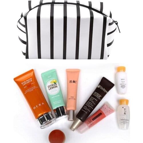 Toiletry Bags Travel PVC Striped Cosmetic Bag Organizer Women Makeup Bag Make up Case Beauty Storage Wash bag