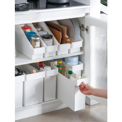Frost mountain belt pulley storage box kitchen storage box narrow trough shelf plastic high cabinet storage basket