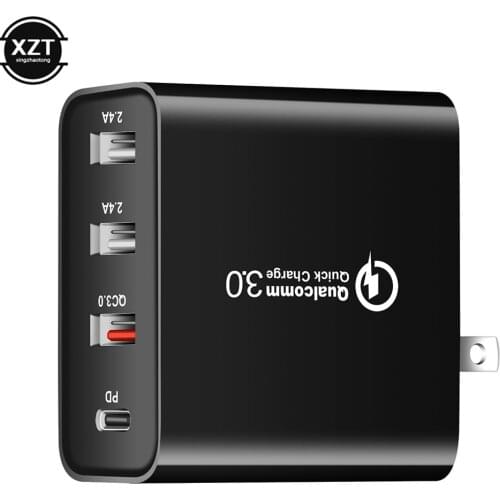 48W 4 In 1 Multi Quick Charger PD Type C USB Charger for Samsung iPhone Huawei Tablet QC 3.0 Fast Wall Charger US EU UK AU Plug