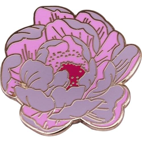Pink peony lapel pin gorgeous flower plant art jewelry for women