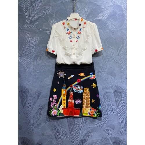 New Ruffles Summer Women Clothes Set Two Pcs Short Sleeves Building Streetwear Casual Good Quality Lady Clothing 2 Piece