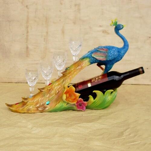 1PC High Quantity Beautiful peacock ornaments resin wine rack upscale hotel club style hot sale J2082