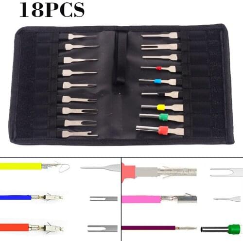 18pcs Auto Electrical Wire Terminal Removal Tools Pin Needle Retractor Pick Connector Pin Harness Terminal Removal Tool Set