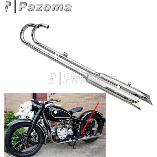 24HP 32HP Motorcycle Retro 750cc Fishtail Front & Rear Exhaust Muffler Pipe Silencer For BMW K750 M1 M72 R71 R12 Dnepr MT12