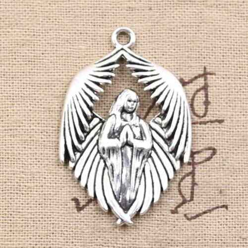 3pcs Charms Angel Maria 43x27mm Antique Pendant fit,Vintage Tibetan Silver color,DIY Handmade Jewelry