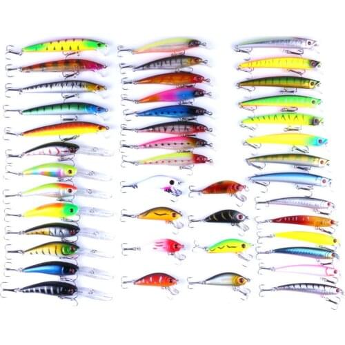 43PCS Hard Fishing Bait Set Topwater Fishing Lure Minnow Crankbait Shad Floating Fishing Bait with Triple Hook Bass Walleye