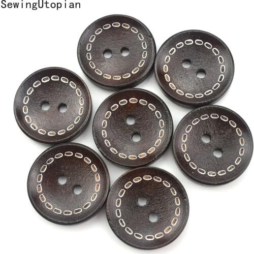 50PCS 2 Holes 20MM Wooden Buttons Handmade Mix Wood Button Hand Threading Wood Buckle DIY Sewing Apparel Accessories