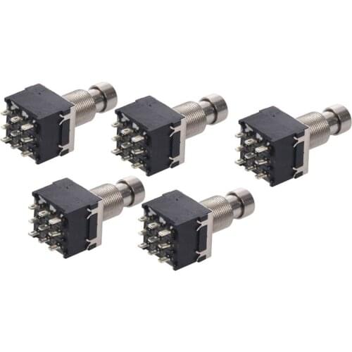 5X Black 3PDT 9-Pin Guitar Effects Stomp Switch Pedal Box Foot Metal True Byp