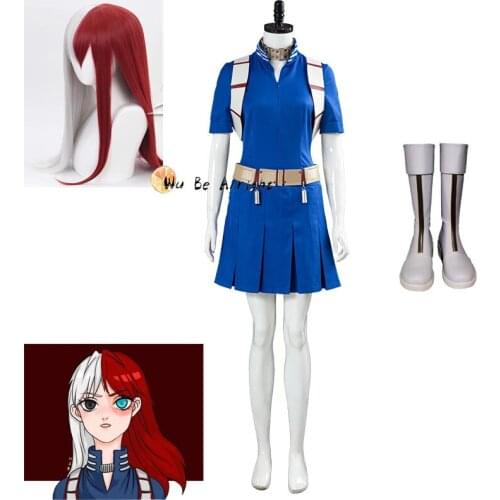 Anime Boku no Hero Academia Cosplay Costume My Hero Academia Todoroki Shoto Jumpsuits girls Women uniform wig shoes Halloween