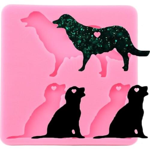 Shiny Glossy Dog Keychain Silicone Mold Fondant Cake Decorating Tools Polymer Clay Pendant Molds DIY Handmade Charms Moulds