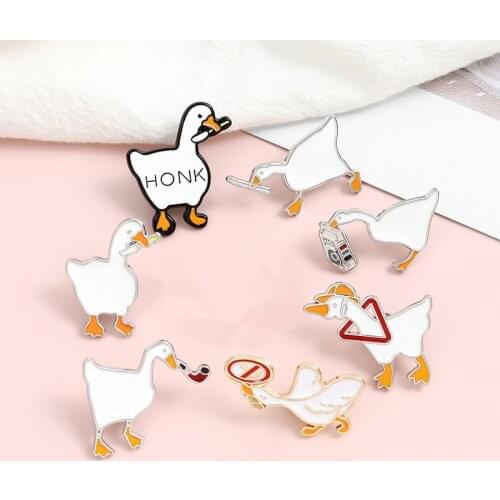 9Styles Honk Enamel Pin Custom Naughty Goose Brooch Badge for Bag Lapel Cartoon Funny Animal Jewelry Gift for Kids Friends