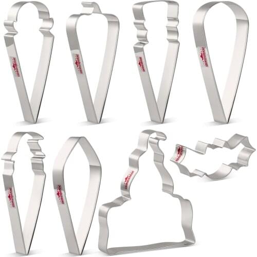 KENIAO Halloween Party Cookie Cutter Set - 8 PC - Skull,Zombie,Witch, Biscuit / Fondant / Pastry Cutter - Stainless Steel