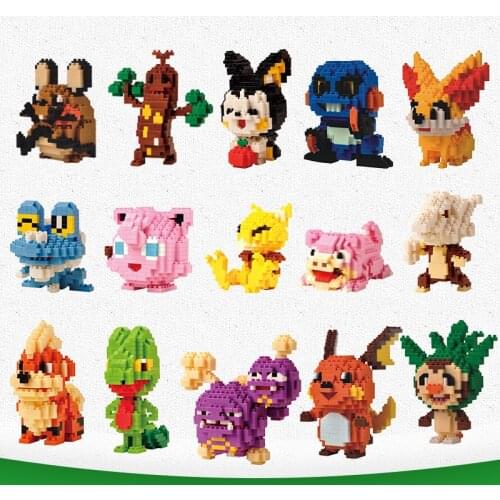 Cartoon Pokemon Small Building Blocks DIY Assembling Model Toy Pokemon Building Blocks Small Particle Educational Toys Kids Gift