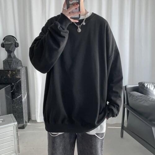Oversized Korean Sweatshirt Men Clothes 2021 Hip Hop Streetwear Fashion Mens Hoodies Autumn Winter Black Womens Sweatshirt