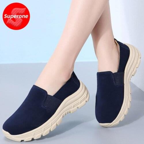 Superone Size 35-43 Women Sneakers Real Leather Round Toe Women Shoes Fashion Casual Shoes Women Daily Footwear