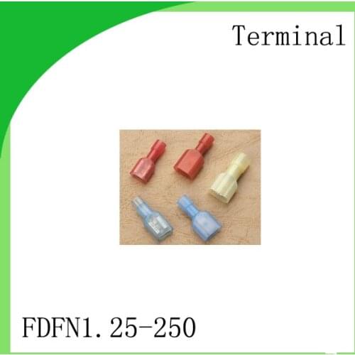 Brass 1000 PCS FDFN1.25-250 cold-pressure terminal Nylon male and female fully insulated cold press docking terminal