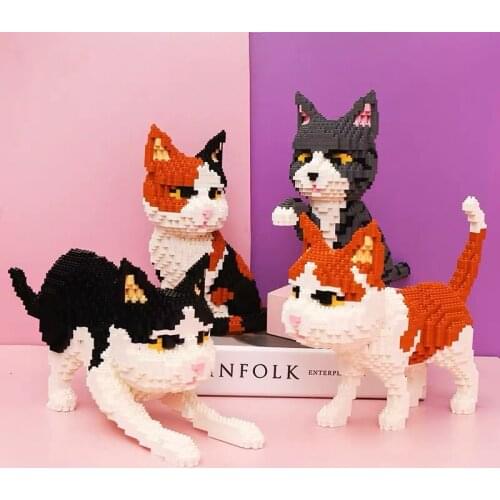 In stock Balody Cute Pet Cat Building Blocks Diamond Bricks Cartoon Cat Animal 3D Model Educational Toys Kids Christmas Gifts