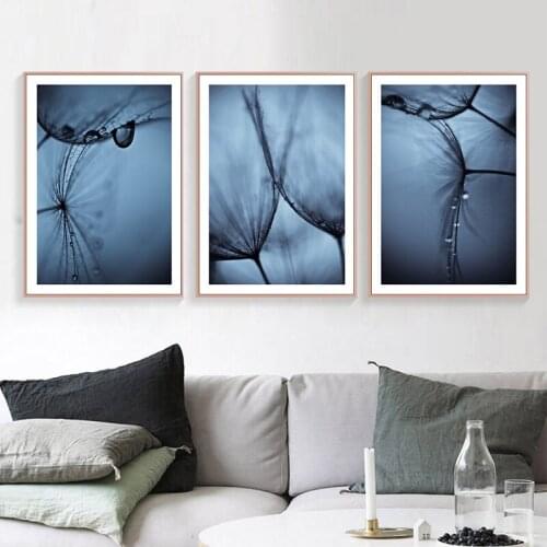 Fashion Blue Nature Wall Picture Abstract Dandelion Flowers Canvas Painting Plants Art Print Poster Landscape Home Decor HD3077