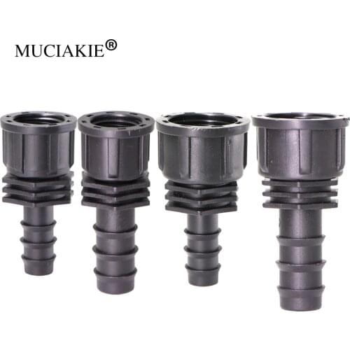 MUCIAKIE 4PCS 1/2" 3/4" Female Thread To Barbed 16mm 20mm Adapter Irrigation Hose Connector Planter Drip System
