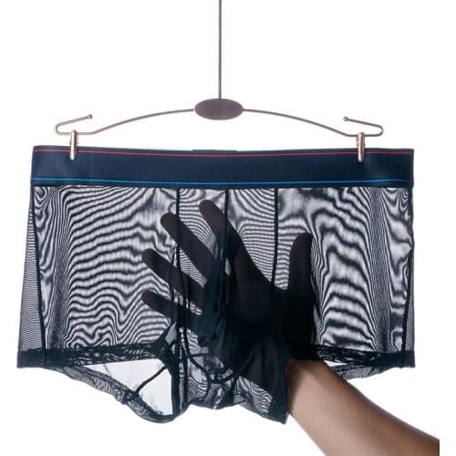 Underwear Mens Boxers See Through Mesh Mens Boxershorts Wide Belt Low Waist Male Panties Breathable Sexy Clothes Underwear