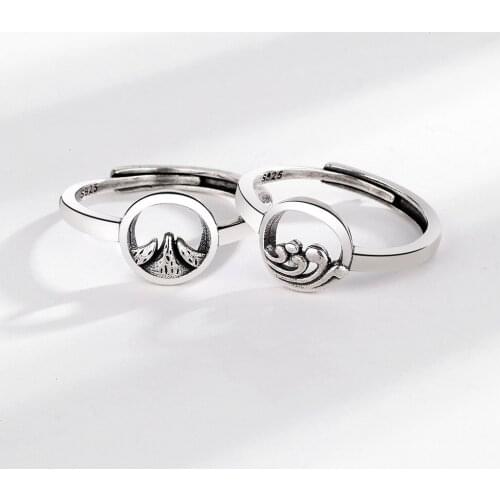 New Couple Ring Fashion Mountain Alliance Eachother Ring Wedding Bands Men Women Jewellery Valentines Day Gift Student Jewelry
