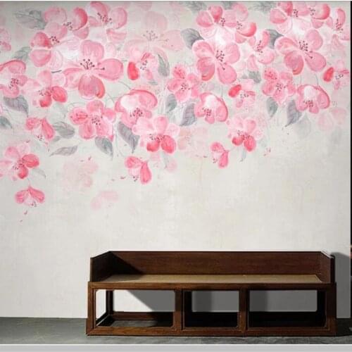 Papel de parede watercolor pink floral 3d flower wallpaper,living room tv sofa wall bedroom kitchen wall papers home decor mural