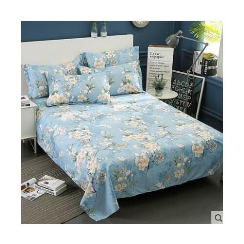 Cotton Bed Sheet for Child Kids Adults Twin Full Queen King Size Mattress Protector Cover Floral Bird Pattern Flat Sheet