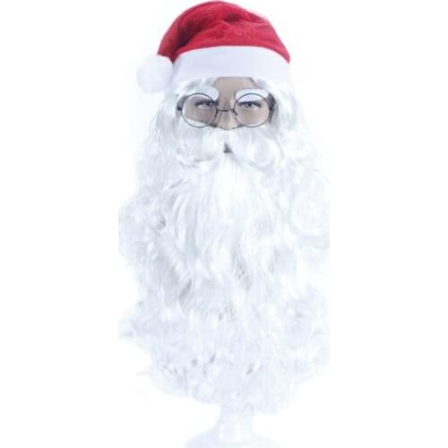 Christmas Santa Claus Beard Wig White Curly Long Synthetic Hair Adult Cosplay Costume Christmas Gift Role Play