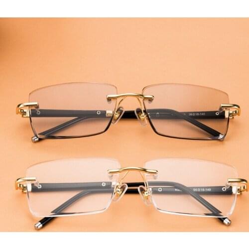 Rimless Glass Sunglasses Man Crystal Stone Sun Glasses Woman Vintage High Quality Anti Scratch UV400 Classic Male Driver Shade