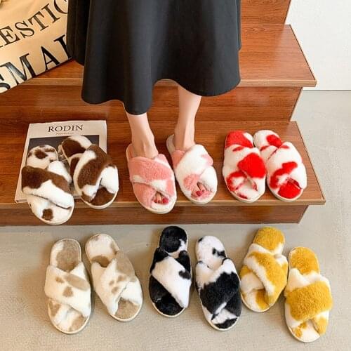 Women Shoes Soft Short Plush Various Styles Comfortable Women Slippers Open Toe Indoor Female Shoes Furry Luxury Home Slippers
