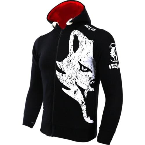 VSZAP Hoodie Long Sleeved Coat Movement MMA Hoodies Wolf Head Keep Warm Breathable Mens Sporting Sweatshirts Plus Size S-4XL