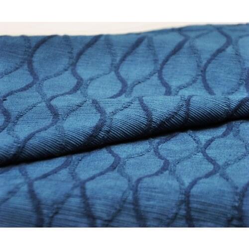High quality cotton and linen fabric Pure handmade blue-dyed wavy jacquard material High-end cushion sofa tissu