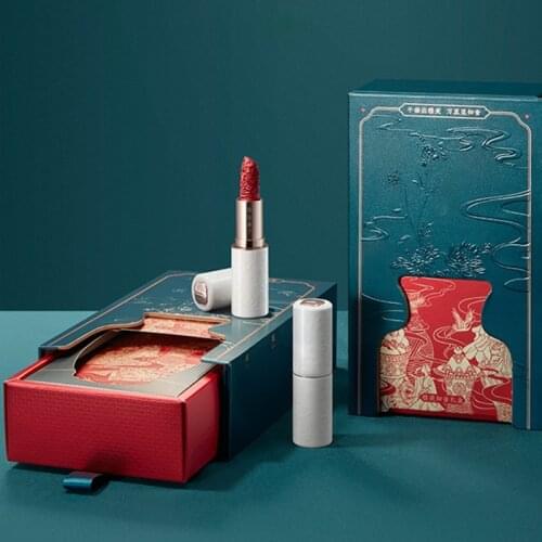 Ya Porcelain Zhiyin Ceramic Lipstick Two-Piece Relief Matte Finish Chinese Style Suit Combination