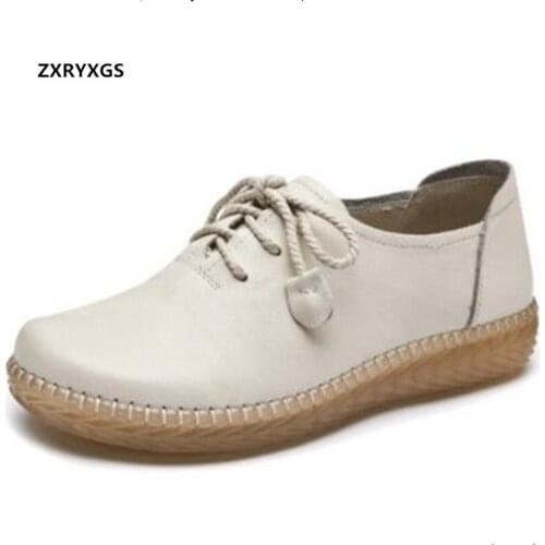 2020 Best-selling High Quality Genuine Leather Shoes Women Flats Shoes Casual Sneakers Soft Sole Comfortable Shoes Womans Shoes