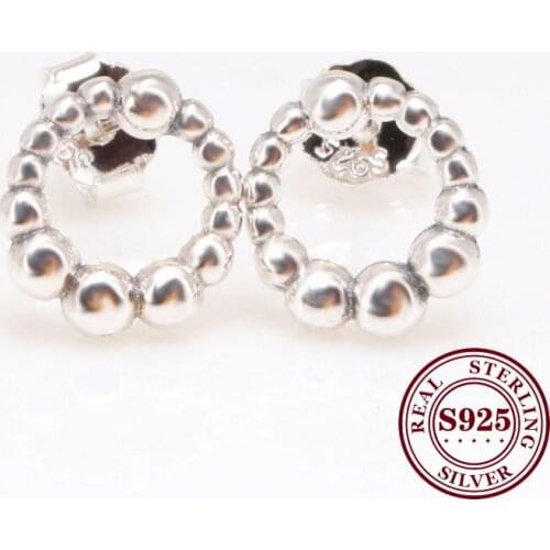 Original 925 Sterling Silver Earrings Wish Bead Stud Earring For Women Gift Jewelry