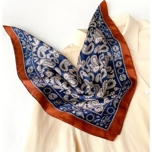 2021 Lady Scarf Pure Silk Small Neck Hairband Female Design Print Foulard High Quality Fashion Women Bandana Neckerchief New