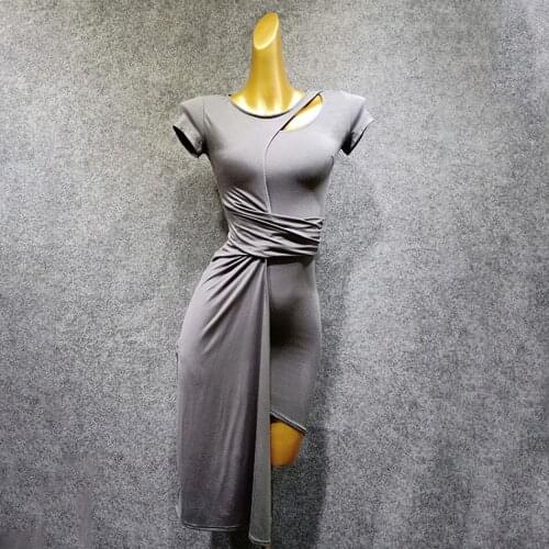 2020 Latin Dance Dress Women W368 Short Sleeve Wrinkle Design Performance Costume Dancing Cloth Belly Chacha Ballroom Dresses